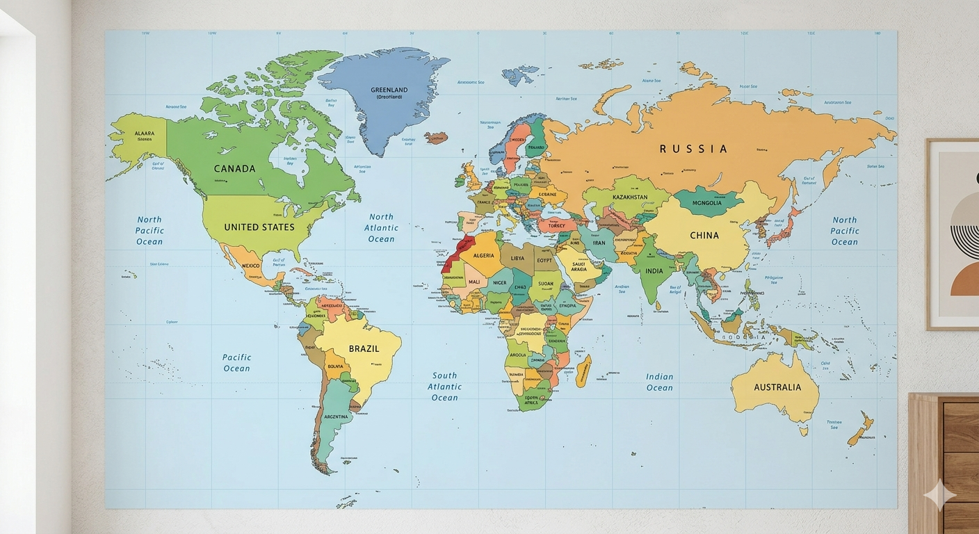 World map showing strategic geographic location